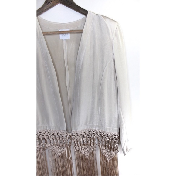 Anthropologie Jackets & Blazers - Tryb Long Silk Fringe Boho Open Tied Top XS